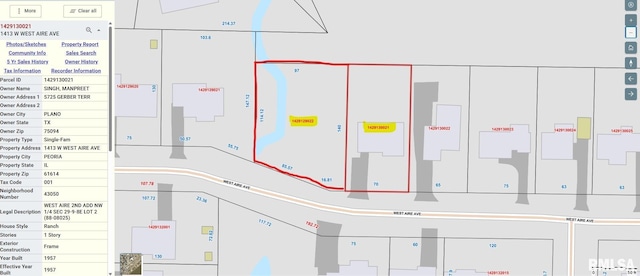 map showing property parcels
