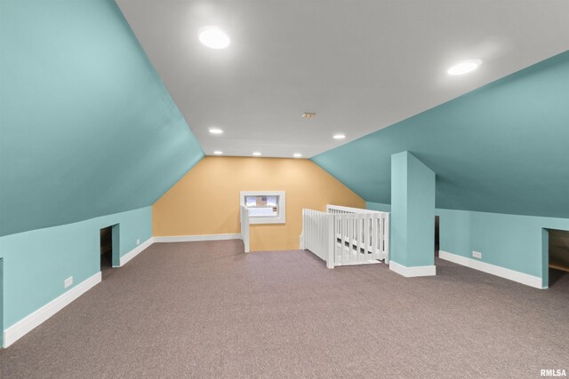 949 NE Glen Oak Ave, Peoria, IL 61603 - bonus room with recessed lighting, carpet flooring, baseboards, and lofted ceiling