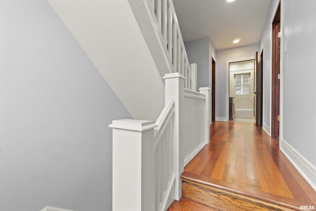 949 NE Glen Oak Ave, Peoria, IL 61603 - hall with recessed lighting, hardwood / wood-style flooring, and baseboards
