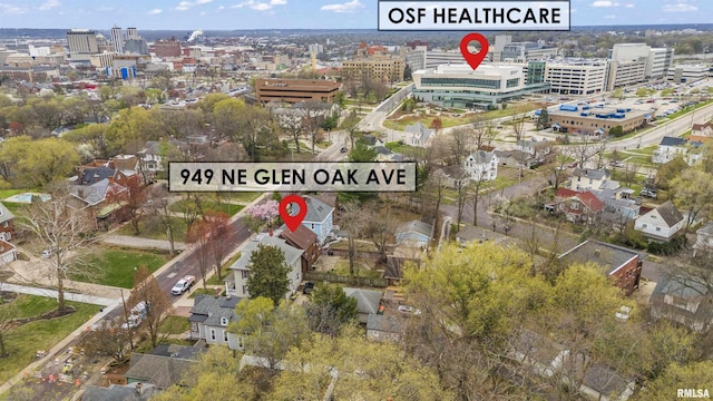 949 NE Glen Oak Ave, Peoria, IL 61603 - birds eye view of property featuring a city view
