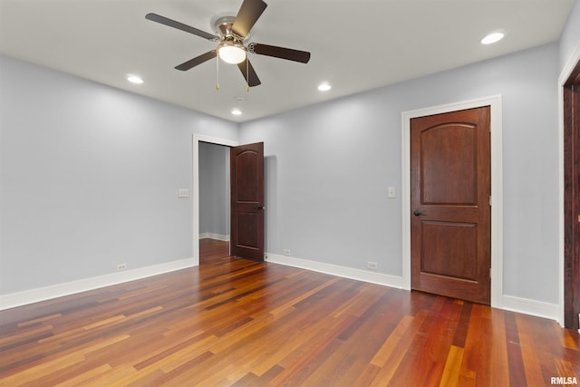 949 NE Glen Oak Ave, Peoria, IL 61603 - spare room with recessed lighting, wood finished floors, and a ceiling fan