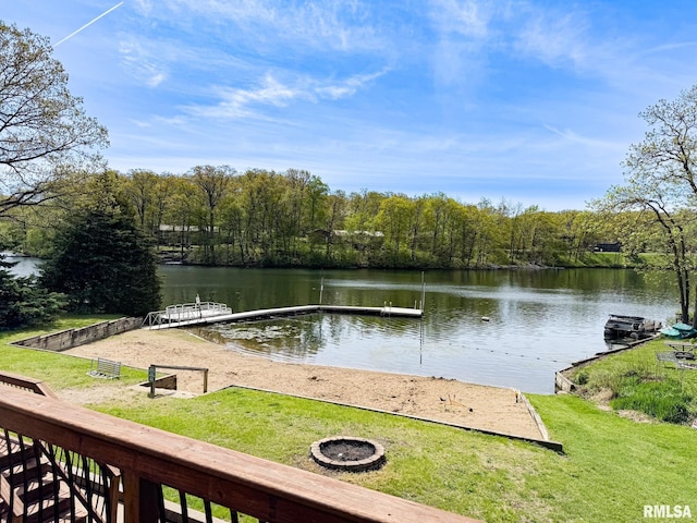 10 Locust Grove Ct, Groveland, IL 61535 - property view of water featuring a fire pit and a floating dock