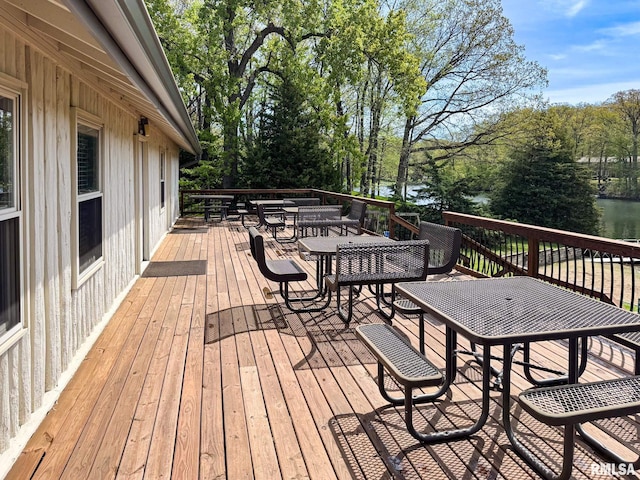 10 Locust Grove Ct, Groveland, IL 61535 - deck featuring a water view and outdoor dining space