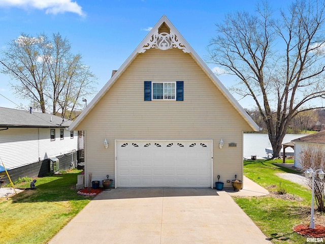 1800 Mitchell St, Pekin, IL 61554 - view of front of house featuring concrete driveway, a garage, and a front lawn