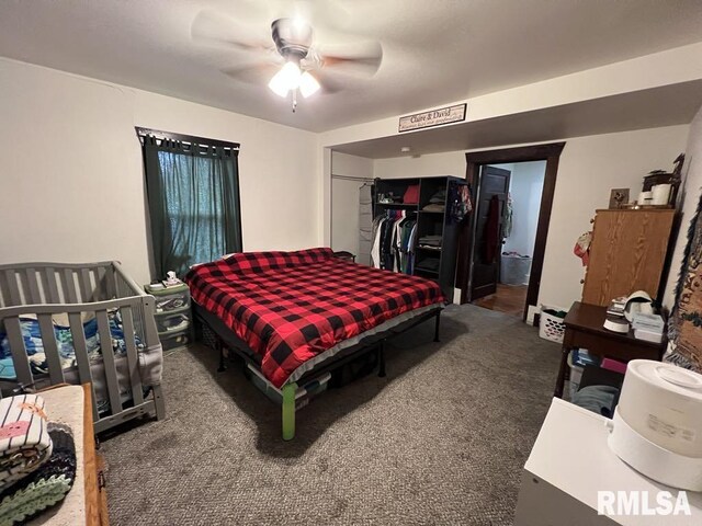 822 S Mcarthur St, Macomb, IL 61455 - carpeted bedroom with ceiling fan