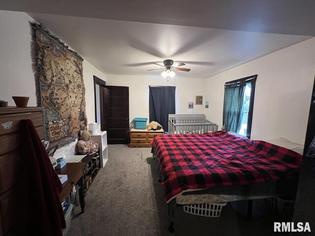 822 S Mcarthur St, Macomb, IL 61455 - bedroom with a ceiling fan and wood finished floors