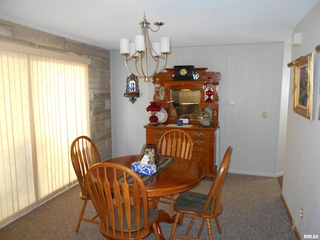 4 Hiel Dr, Bushnell, IL 61422 - dining room featuring baseboards, carpet flooring, and a chandelier