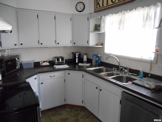 4 Hiel Dr, Bushnell, IL 61422 - kitchen with tasteful backsplash, range with electric cooktop, dishwasher, a sink, and white microwave