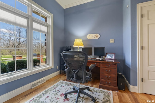 1801 Kern Rd, Washington, IL 61571 - office space with plenty of natural light, crown molding, baseboards, and wood finished floors