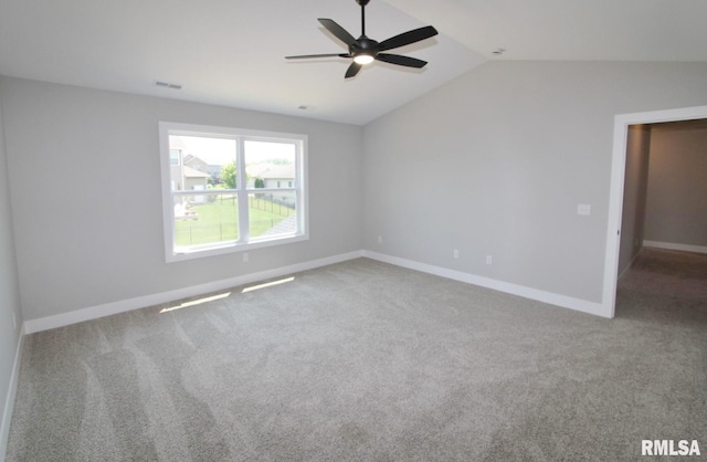 106 Samuel Ct, Washington, IL 61571 - carpeted empty room with ceiling fan, lofted ceiling, and baseboards