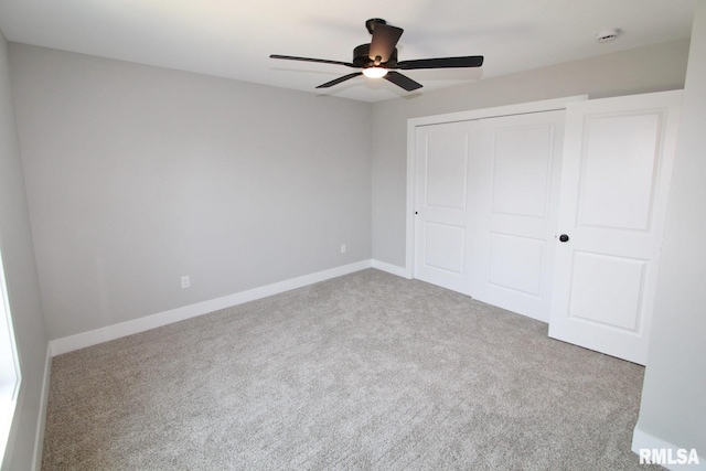 106 Samuel Ct, Washington, IL 61571 - unfurnished bedroom with carpet flooring, a closet, baseboards, and a ceiling fan