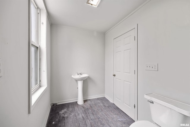 2330 S Airport Rd, Bartonville, IL 61607 - bathroom with toilet, visible vents, baseboards, and wood finished floors