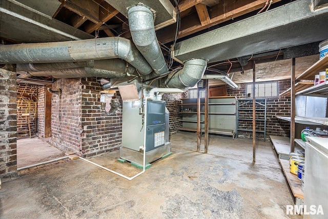below grade area with heating unit