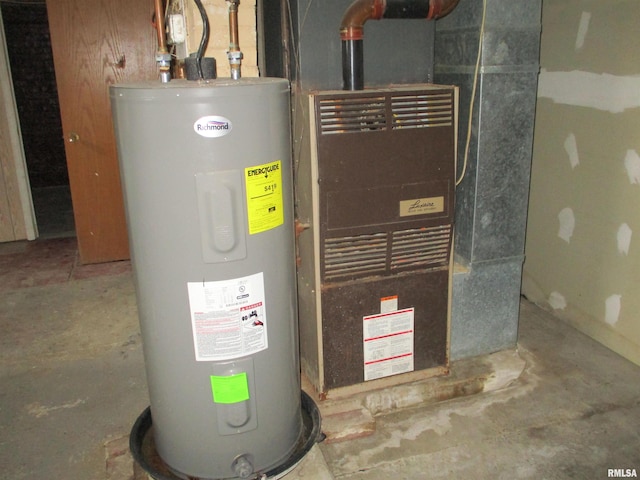 utility room with electric water heater