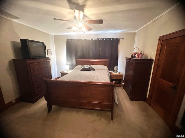 1837 Baird Ave, Galesburg, IL 61401 - bedroom with light colored carpet, ceiling fan, and crown molding