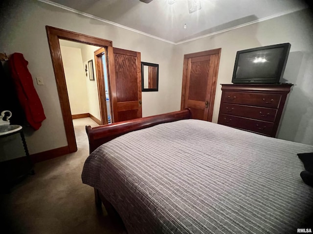 1837 Baird Ave, Galesburg, IL 61401 - bedroom with crown molding, carpet flooring, baseboards, and a ceiling fan