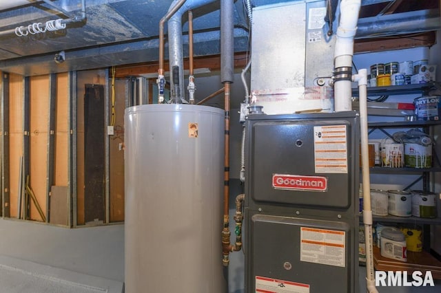 utility room featuring water heater