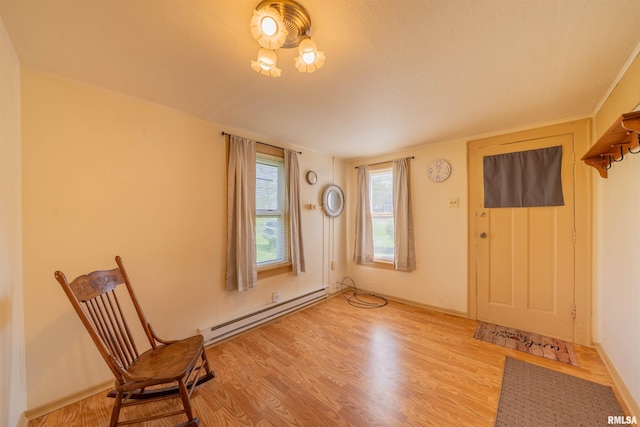 212 S Cone St, Farmington, IL 61531 - entryway featuring light wood-type flooring and a baseboard radiator