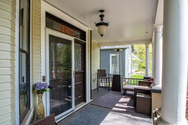 view of patio featuring covered porch