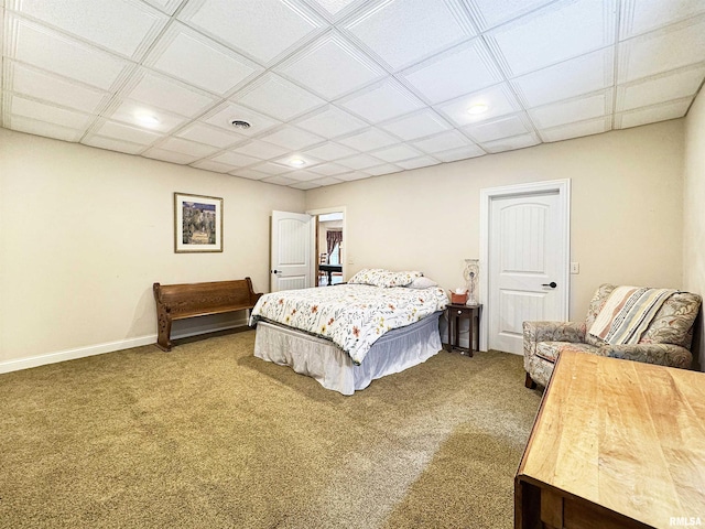 bedroom with baseboards, carpet, and recessed lighting