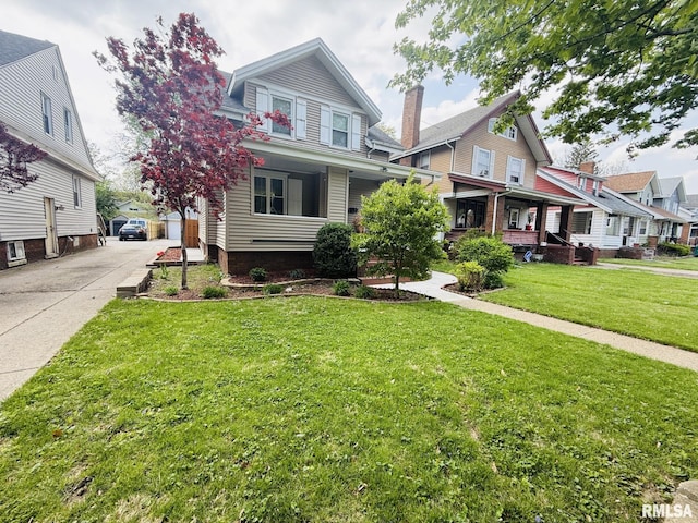 view of front of home featuring a front lawn
