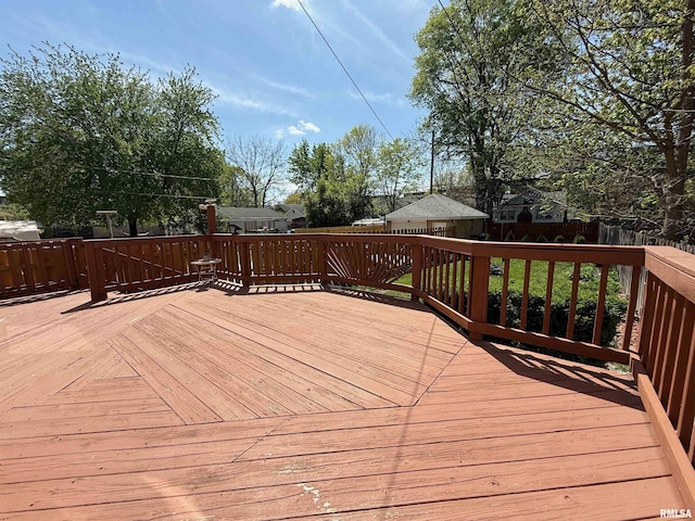 deck featuring a fenced backyard
