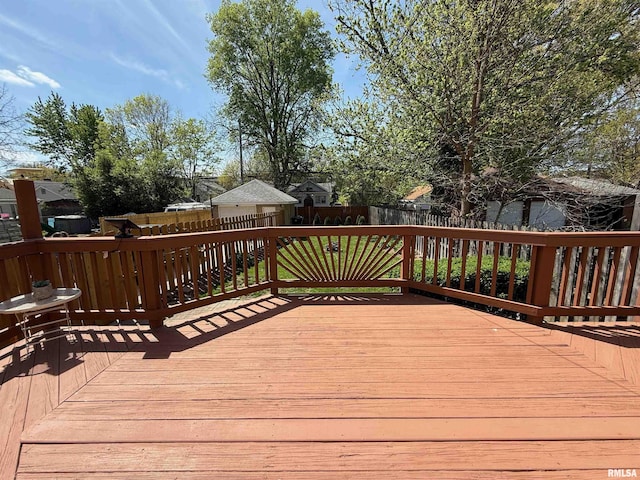 deck featuring a fenced backyard
