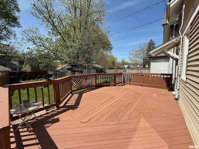 deck featuring a fenced backyard