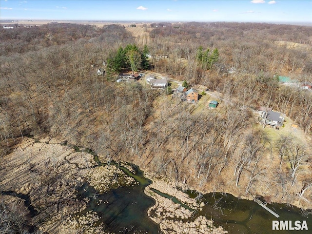 aerial view featuring a forest view
