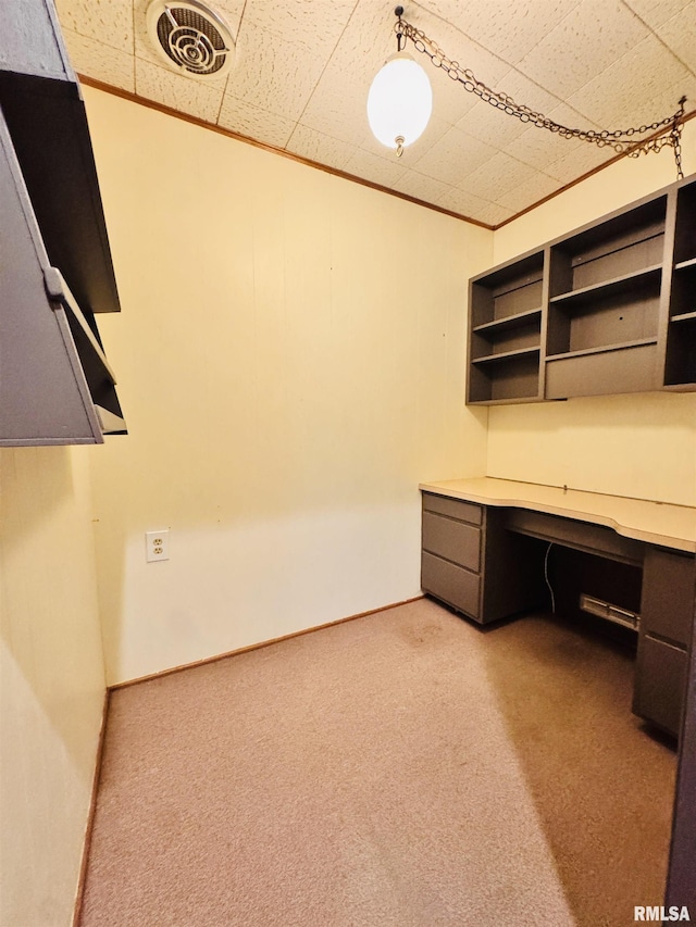 711 E Piper St, Macomb, IL 61455 - unfurnished office featuring carpet, built in desk, and baseboards