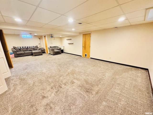 711 E Piper St, Macomb, IL 61455 - living room featuring carpet flooring, a paneled ceiling, and recessed lighting