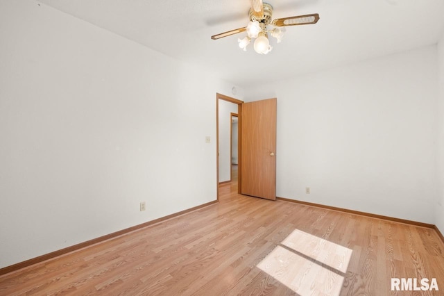 25633 N County Road 2500 E, Manito, IL 61546 - spare room with light wood-type flooring, ceiling fan, and baseboards