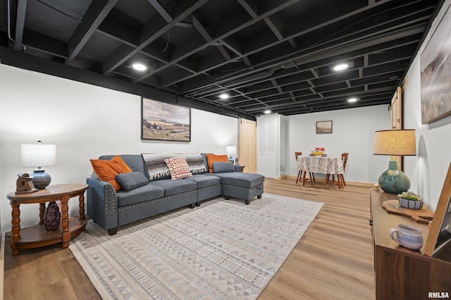 living room featuring light wood-type flooring