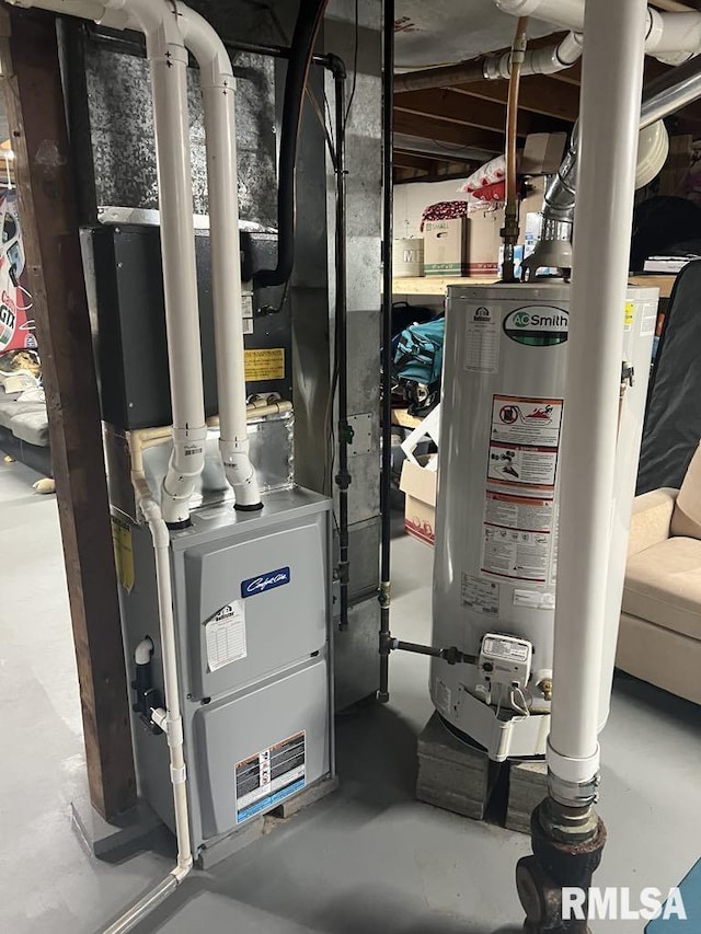 1520 E Wheeler St, Macomb, IL 61455 - utility room with water heater and heating unit