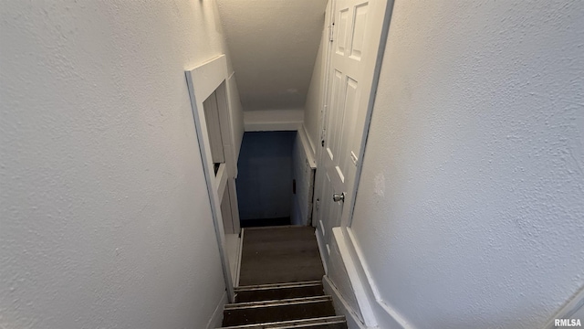 stairs with a textured wall