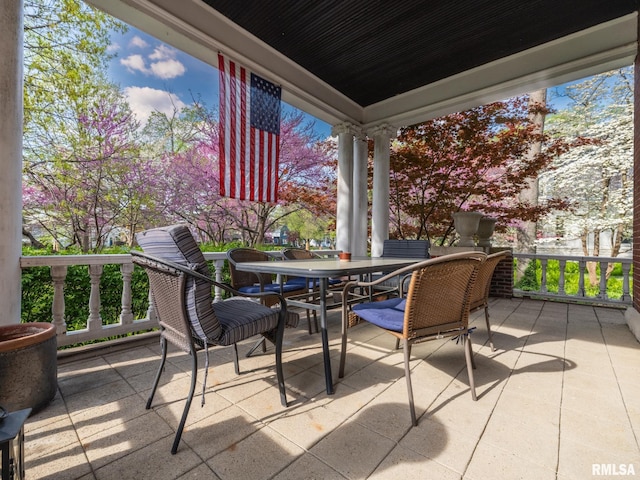 view of patio featuring outdoor dining space