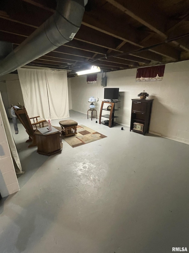 view of unfinished basement