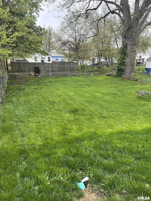 view of yard with a fenced backyard