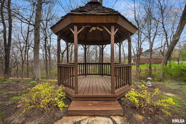 wooden deck featuring a gazebo