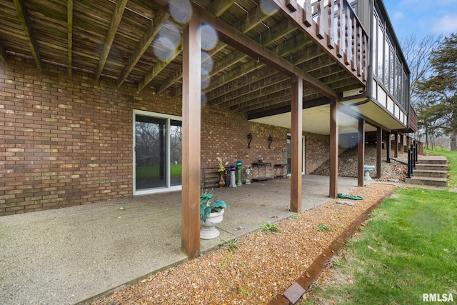 view of patio / terrace with stairs