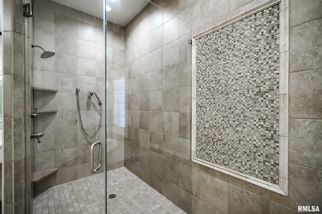 bathroom featuring a stall shower