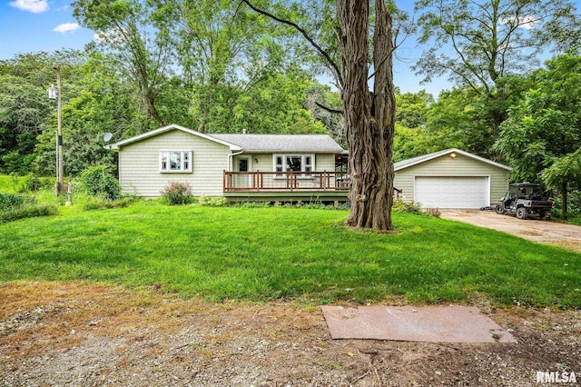 21016 N US Highway 24, Canton, IL 61520 - view of front of property with a deck, a garage, and a front yard