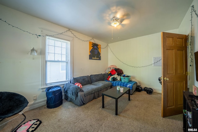 1624 W Barker Ave, Peoria, IL 61606 - living area featuring carpet and ceiling fan