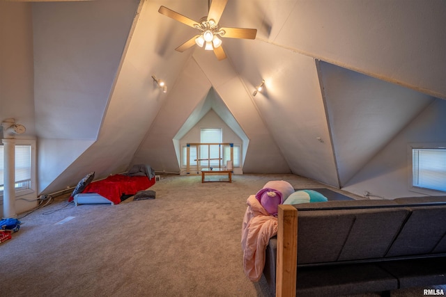 1624 W Barker Ave, Peoria, IL 61606 - bedroom with vaulted ceiling, multiple windows, and carpet