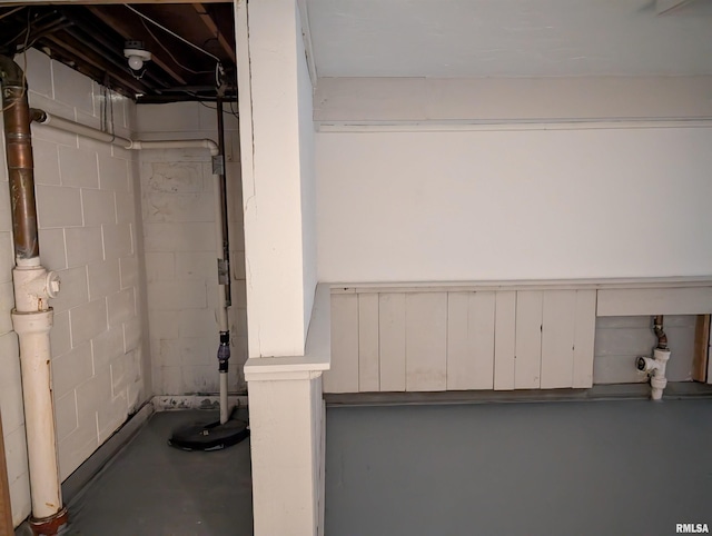 unfinished below grade area with concrete block wall