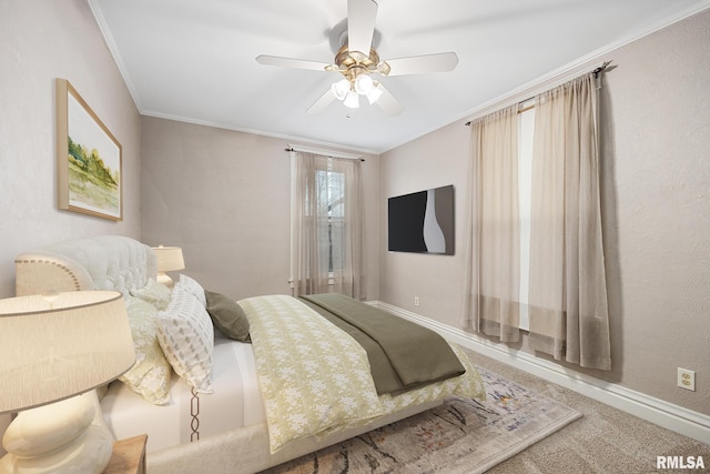 1803 W Barker Ave, Peoria, IL 61606 - carpeted bedroom featuring crown molding, baseboards, and ceiling fan
