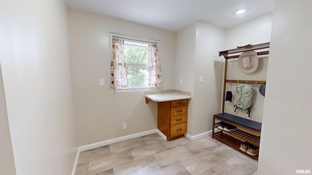 mudroom with baseboards