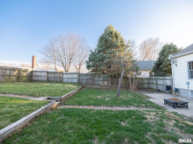 view of yard with a patio area