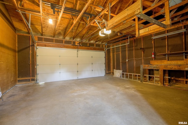garage with a garage door opener
