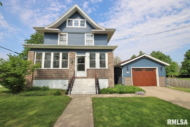 102 2nd St, Camp Grove, IL 61424 - american foursquare style home featuring driveway, an outdoor structure, and entry steps